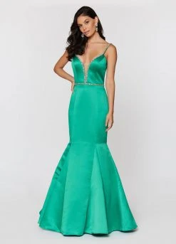 Ashley Lauren - 1202 Beaded Spaghetti Strap Evening Dress