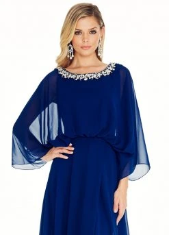 Ashley Lauren - 1273 Embellished Bateau Chiffon A-line Dress