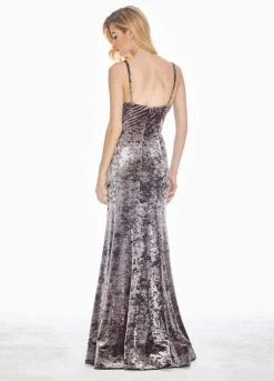 Ashley Lauren - 1400 Sleeveless Scoop Neck Crushed Velvet Long Dress