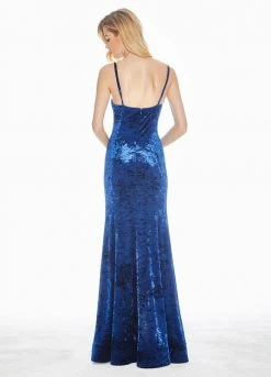 Ashley Lauren - 1400 Sleeveless Scoop Neck Crushed Velvet Long Dress