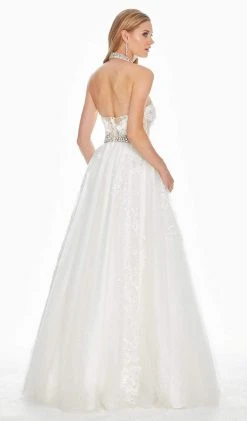 Ashley Lauren - 1402 Embroidered Halter Tulle Ballgown