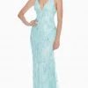 Ashley Lauren - 1421 Floral Plunging V-Neck Evening Gown 1 Ashley Lauren - 1421 Floral Plunging V-Neck Evening Gown