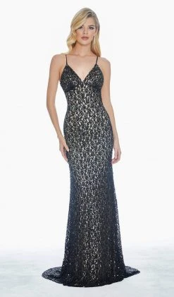 Ashley Lauren - 1430 Sequined Lace Long Sheath Gown