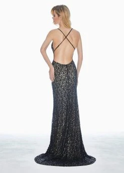 Ashley Lauren - 1430 Sequined Lace Long Sheath Gown