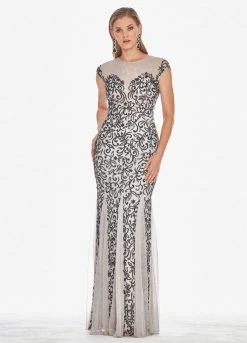 Ashley Lauren - 1435 Beaded Illusion Jewel Sheath Dress 10 Ashley Lauren - 1435 Beaded Illusion Jewel Sheath Dress