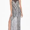 Ashley Lauren - 1438 Beaded Sequin Evening Gown With Slit