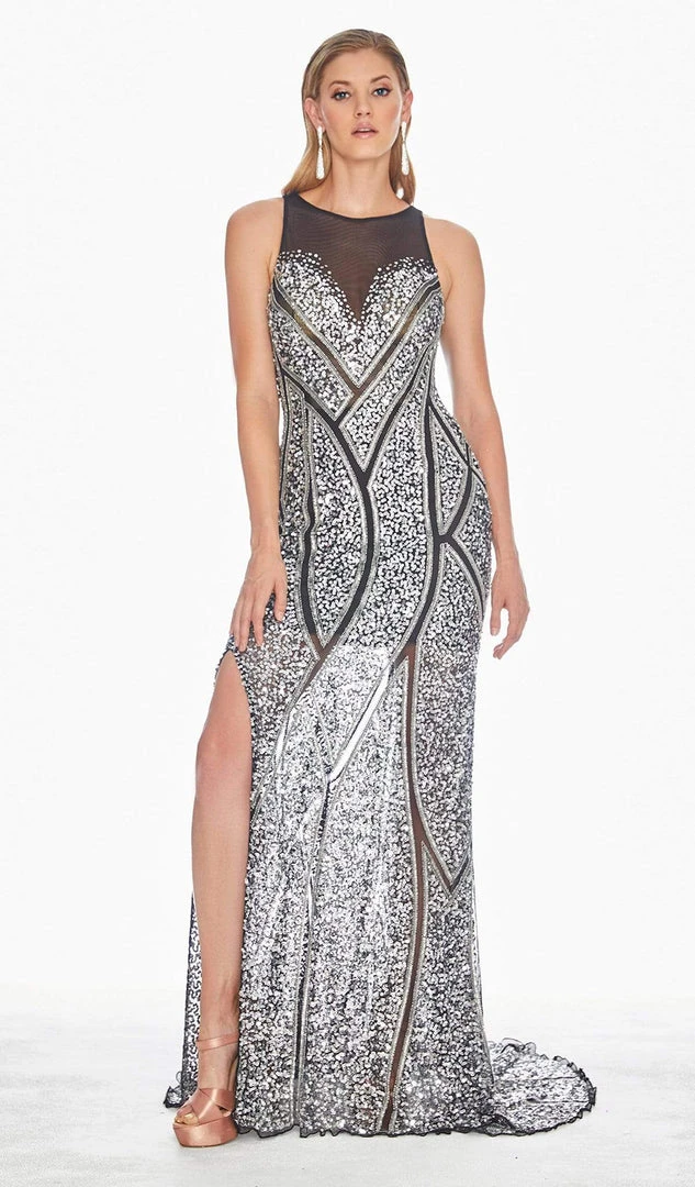 Ashley Lauren - 1438 Beaded Sequin Evening Gown With Slit 3 Ashley Lauren - 1438 Beaded Sequin Evening Gown With Slit