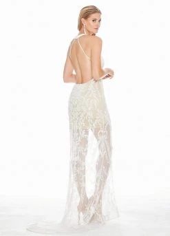 Ashley Lauren - 1441 Beaded Halter Open Back Dress