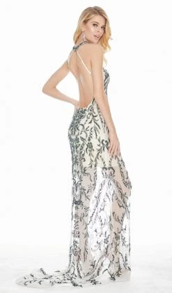 Ashley Lauren - 1441 Beaded Halter Open Back Dress