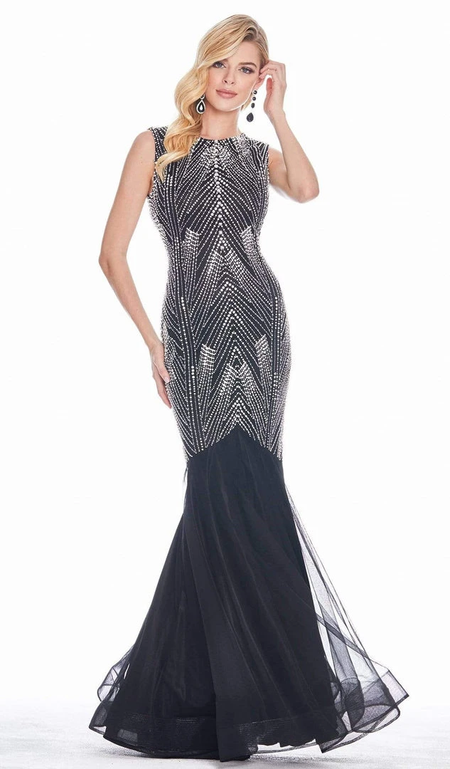 Ashley Lauren - 1444 Bedazzled Jewel Neck Tulle Mermaid Dress 5 Ashley Lauren - 1444 Bedazzled Jewel Neck Tulle Mermaid Dress