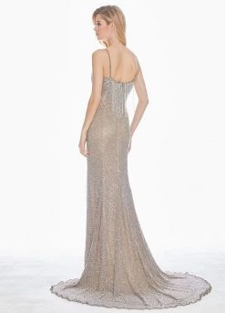 Ashley Lauren - 1451 Beaded Fringe V-Neck Dress