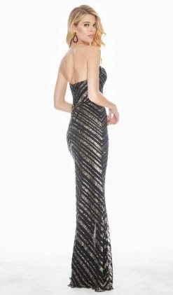 Ashley Lauren - 1454 Two Tone Sequined Sweetheart Sheath Dress