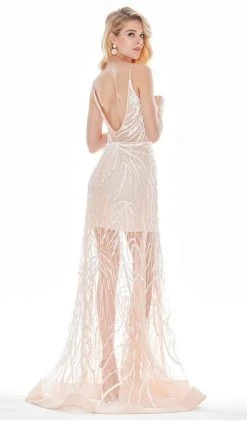 Ashley Lauren - 1457 Sequined Plunging V-Neck Dress