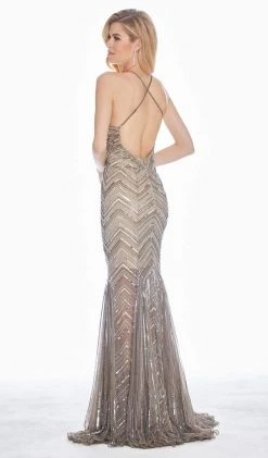 Ashley Lauren - 1458 Embellished Halter Trumpet Dress With Cutout 10 Ashley Lauren - 1458 Embellished Halter Trumpet Dress With Cutout