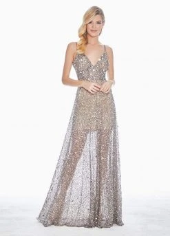 Ashley Lauren - 1459 Sparkly Beads And Sequins Sheer Evening Dress