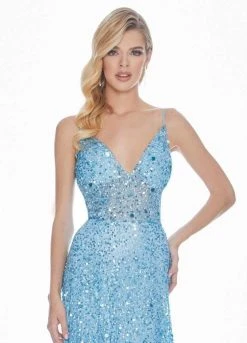 Ashley Lauren - 1459 Sparkly Beads And Sequins Sheer Evening Dress