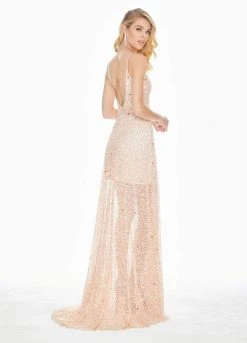 Ashley Lauren - 1459 Sparkly Beads And Sequins Sheer Evening Dress
