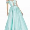 Ashley Lauren - 1476 Beaded Plunging Off-Shoulder Ballgown With Train