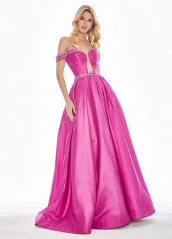 Ashley Lauren - 1476 Beaded Plunging Off-Shoulder Ballgown With Train 22 Ashley Lauren - 1476 Beaded Plunging Off-Shoulder Ballgown With Train