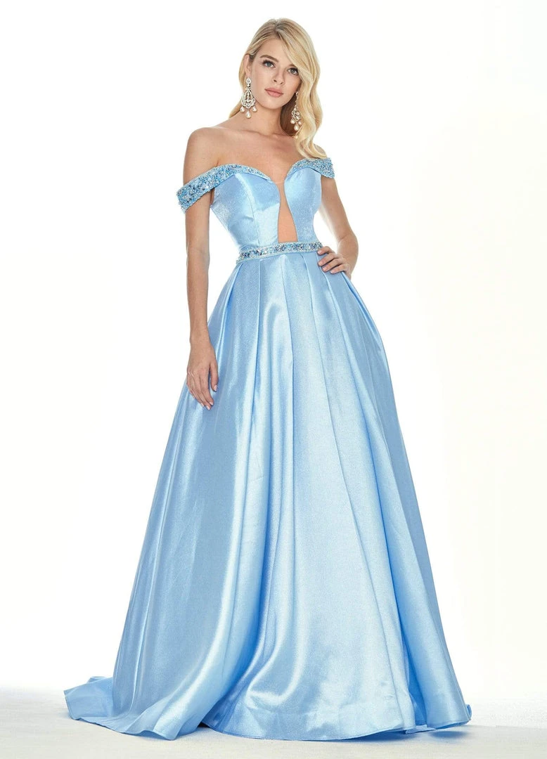 Ashley Lauren - 1476 Beaded Plunging Off-Shoulder Ballgown With Train 14 Ashley Lauren - 1476 Beaded Plunging Off-Shoulder Ballgown With Train