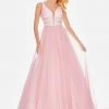 Ashley Lauren - 1502 Deep V-neck Glitter Tulle Ballgown