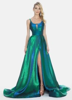 Ashley Lauren - 1514 Metallic Brocade A-line Dress With Train 17 Ashley Lauren - 1514 Metallic Brocade A-line Dress With Train