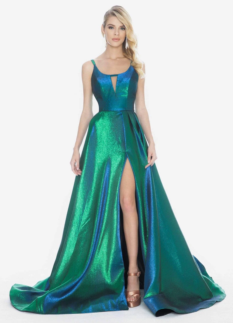 Ashley Lauren - 1514 Metallic Brocade A-line Dress With Train 7 Ashley Lauren - 1514 Metallic Brocade A-line Dress With Train