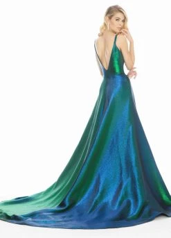 Ashley Lauren - 1514 Metallic Brocade A-line Dress With Train 19 Ashley Lauren - 1514 Metallic Brocade A-line Dress With Train