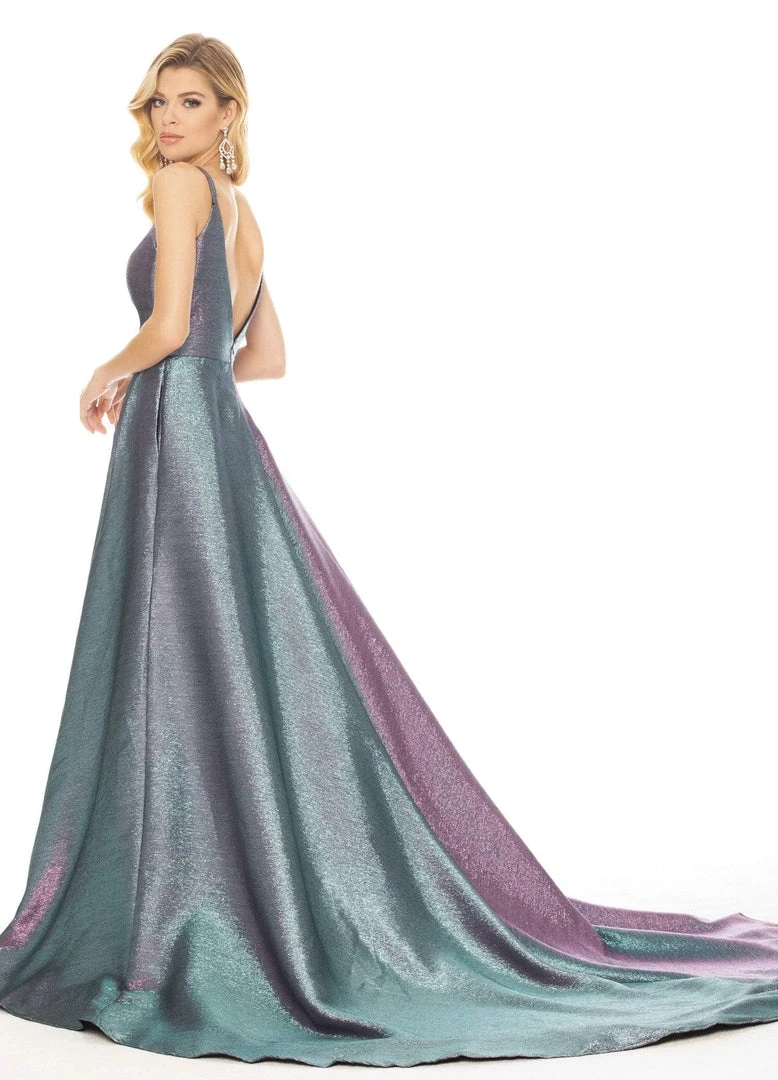 Ashley Lauren - 1514 Metallic Brocade A-line Dress With Train 12 Ashley Lauren - 1514 Metallic Brocade A-line Dress With Train