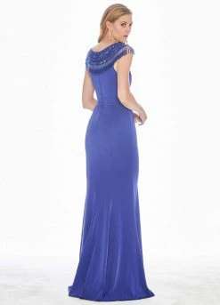 Ashley Lauren - 1517 Cap Sleeve Bead Fringed Crepe Sheath Gown 11 Ashley Lauren - 1517 Cap Sleeve Bead Fringed Crepe Sheath Gown