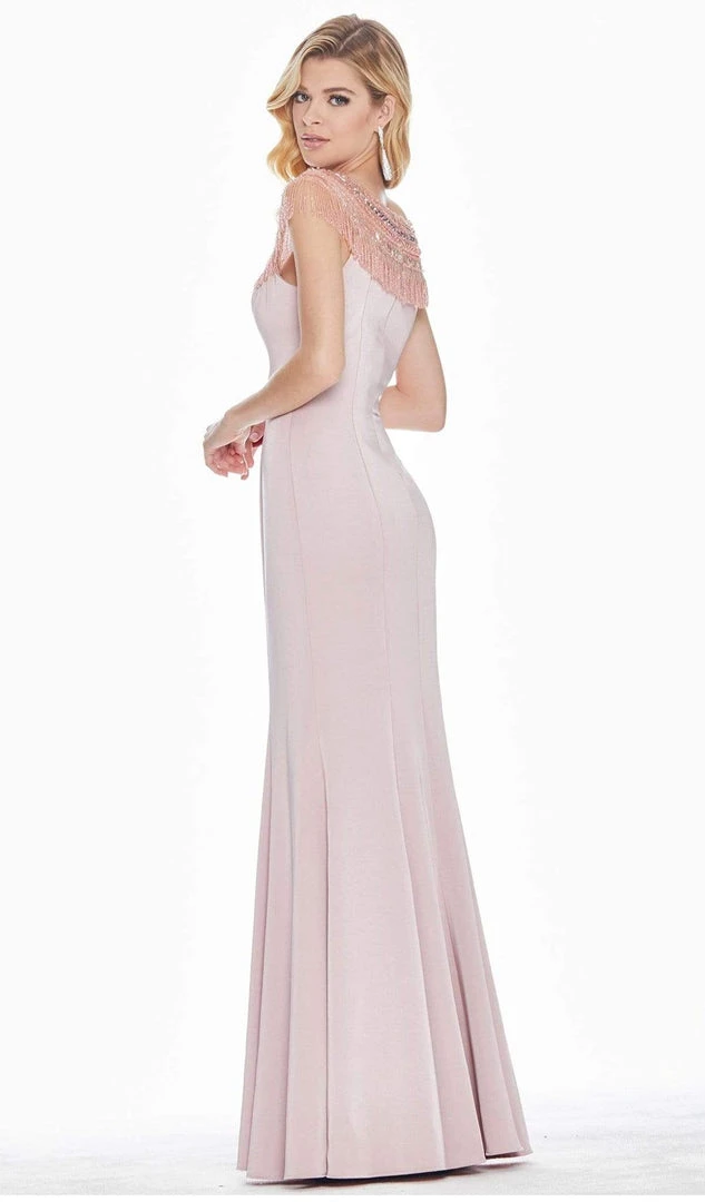 Ashley Lauren - 1517 Cap Sleeve Bead Fringed Crepe Sheath Gown 4 Ashley Lauren - 1517 Cap Sleeve Bead Fringed Crepe Sheath Gown