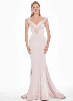 Ashley Lauren - 1522 Beaded Fringe Appliqued Mermaid Gown