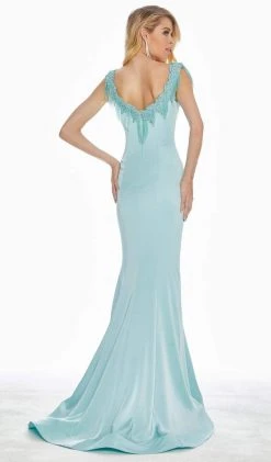 Ashley Lauren - 1522 Beaded Fringe Appliqued Mermaid Gown
