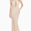 Ashley Lauren - 1560 Off Shoulder Halter Sequin Evening Dress