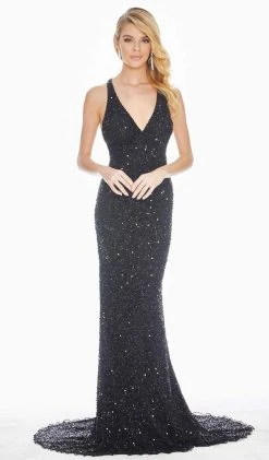 Ashley Lauren - 1561 Sequined Crisscross Strapped Sheath Gown