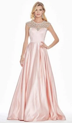 Ashley Lauren - 1564 Crystal Beaded Illusion Cap Sleeve A-Line Gown