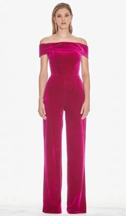 Ashley Lauren - 1571 Velvet Off-Shoulder Jumpsuit 12 Ashley Lauren - 1571 Velvet Off-Shoulder Jumpsuit