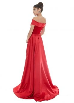 Ashley Lauren - 1588 Off-Shoulder Velvet Dress With Overskirt