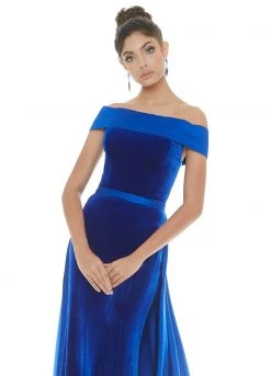 Ashley Lauren - 1588 Off-Shoulder Velvet Dress With Overskirt