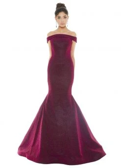 Ashley Lauren - 1606 Off-Shoulder Metallic Scuba Mermaid Dress