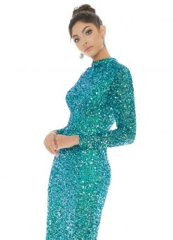Ashley Lauren - 1625 Allover Sequin Long Sleeve Sheath Evening Gown 7 Ashley Lauren - 1625 Allover Sequin Long Sleeve Sheath Evening Gown
