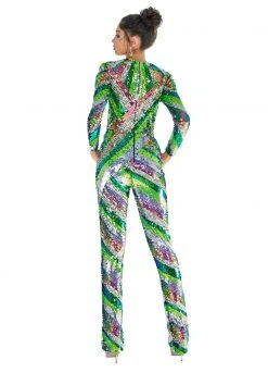 Ashley Lauren - 1628 Beaded Long Sleeve Jumpsuit