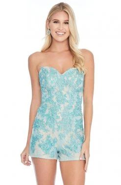 Ashley Lauren - 1689 Lace Applique Sweetheart Romper With Overskirt 10 Ashley Lauren - 1689 Lace Applique Sweetheart Romper With Overskirt