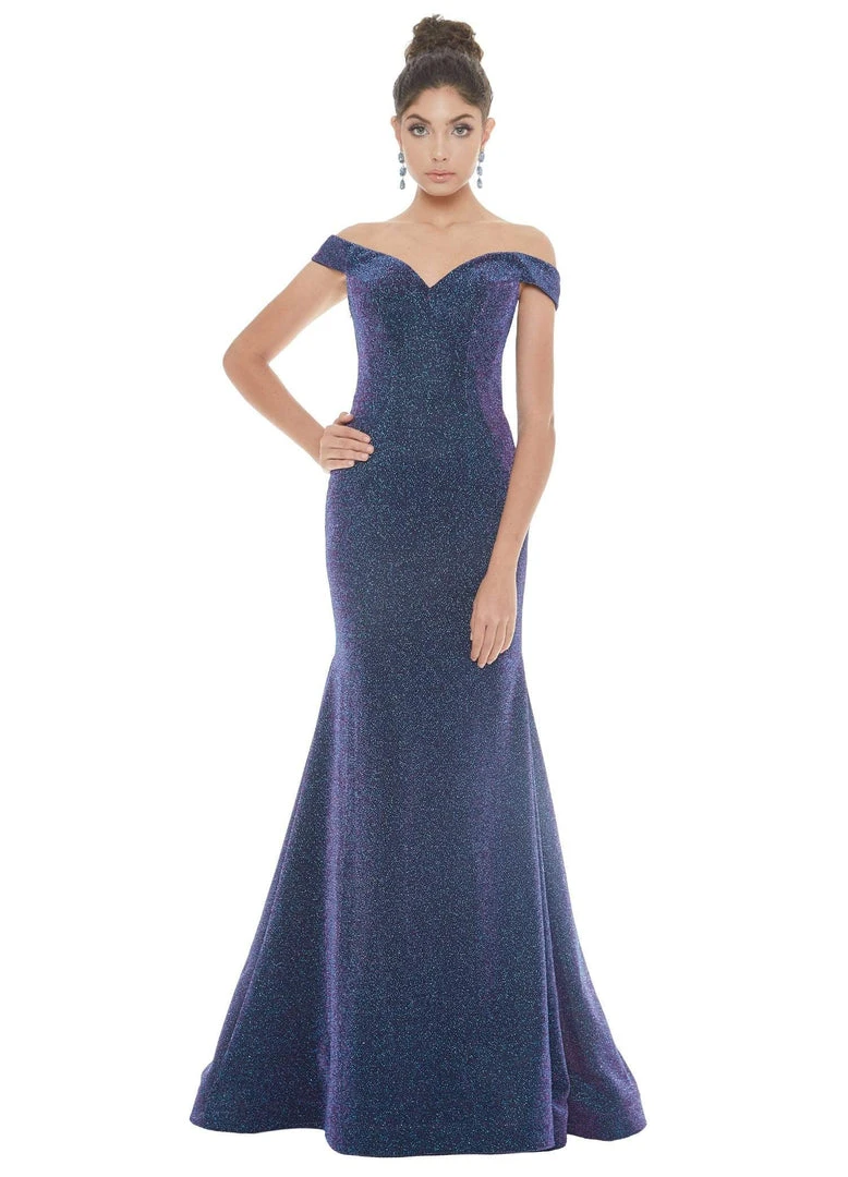 Ashley Lauren - 1716 Off Shoulder Glitter Metallic Scuba Evening Dress 9 Ashley Lauren - 1716 Off Shoulder Glitter Metallic Scuba Evening Dress