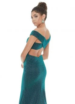 Ashley Lauren - 1716 Off Shoulder Glitter Metallic Scuba Evening Dress 13 Ashley Lauren - 1716 Off Shoulder Glitter Metallic Scuba Evening Dress