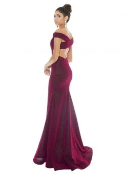 Ashley Lauren - 1716 Off Shoulder Glitter Metallic Scuba Evening Dress 15 Ashley Lauren - 1716 Off Shoulder Glitter Metallic Scuba Evening Dress