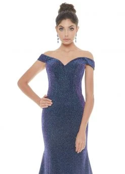 Ashley Lauren - 1716 Off Shoulder Glitter Metallic Scuba Evening Dress 19 Ashley Lauren - 1716 Off Shoulder Glitter Metallic Scuba Evening Dress