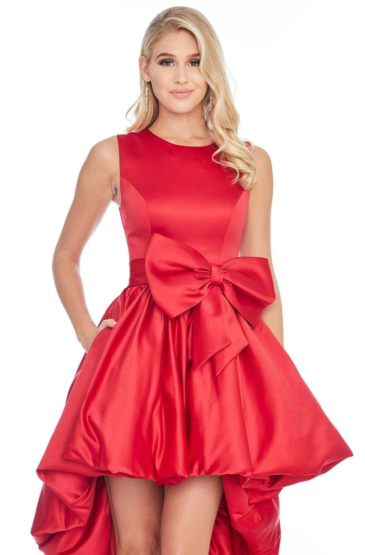 Ashley Lauren - 1774 Jewel Neck Satin High Low A-line Dress 8 Ashley Lauren - 1774 Jewel Neck Satin High Low A-line Dress