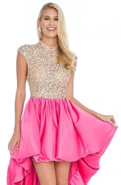 Ashley Lauren - 1787 Crystal Beaded High Neck A-line Dress