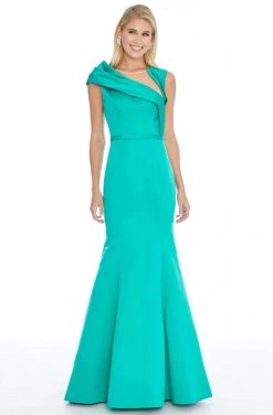Ashley Lauren - 1788 Asymmetric Pleated Satin Trumpet Dress 10 Ashley Lauren - 1788 Asymmetric Pleated Satin Trumpet Dress